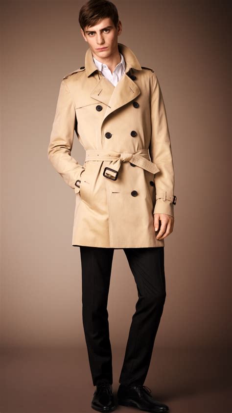 burberry kensington short trench coat stone|burberry kensington trench coat men's.